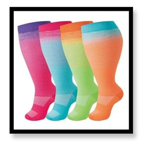 Women’s Plus Size Colorful  Knee-High Compression Socks